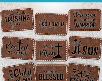 Christian Leather Patches Svg Files, Faith Patch Laser Cut File, Bible Verse Patches Svg, Jesus Patch Svg, Tooled Leather Patch Svg,