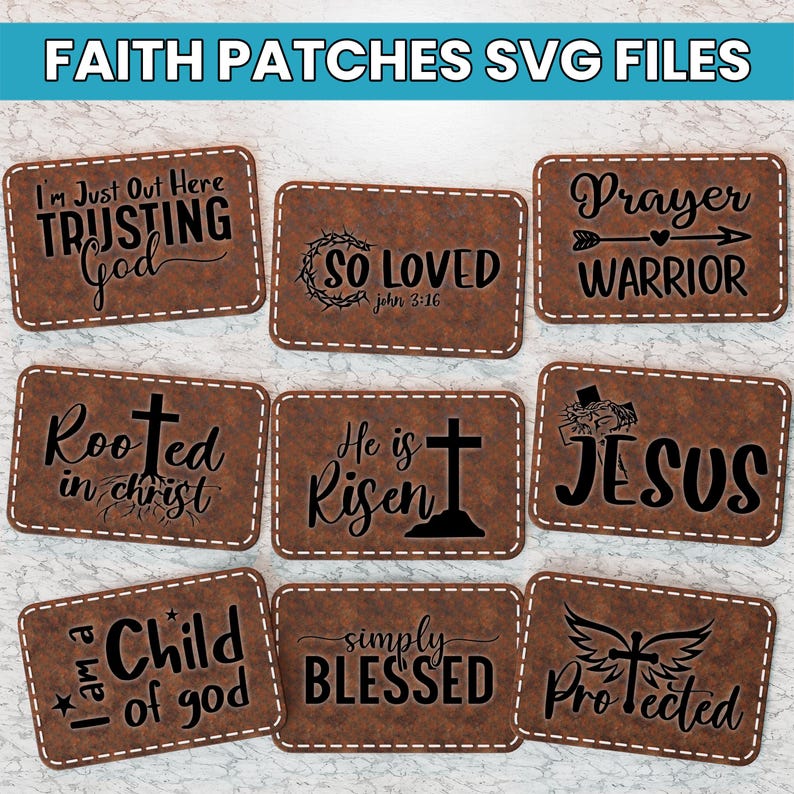 Christian Leather Patches Svg Files, Faith Patch Laser Cut File, Bible ...