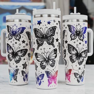 Butterfly 40oz Tumbler Laser Svg, Butterflies 40oz Tumbler Wrap, Laser Engraving Svg, 40oz Tumbler Designs