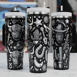 Western Cowboy 40oz Tumbler Wrap Laser Engraving SVG (PDF) - Etsy