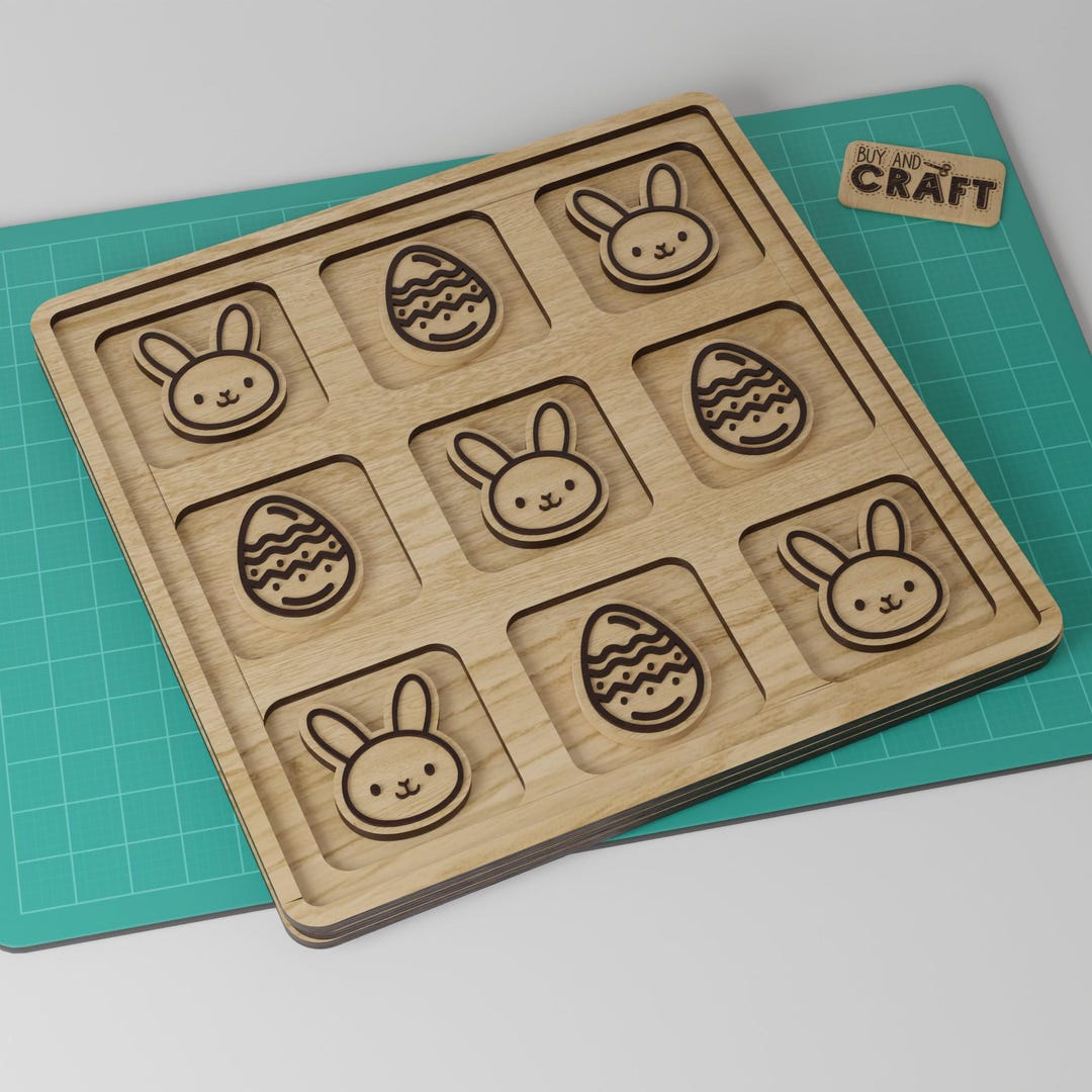 Easter Tic Tac Toe Laser Cut File, Easter Gift Svg, Tic Tac Toe Game ...