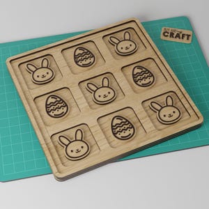 Easter Tic Tac Toe Laser Cut File, Easter Gift Svg, Tic tac toe game Template, Bunny Tic Tac Toe Laser Cut Template