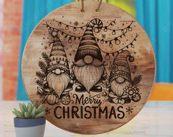 Christmas Gnomes Charcuterie Board Laser Engraving SVG (Digital Download)
