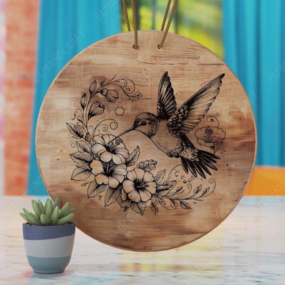 Hummingbird Cutting Board Laser Engraving SVG (Digital Download)