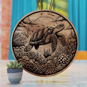 Sea Turtle Cutting Board Laser Design SVG (Digital Download)