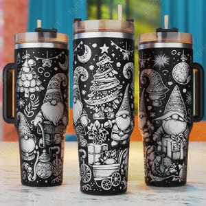 Christmas Gnomes 40oz Tumbler Wrap, Santa 40oz Laser Engrave Tumbler Svg, Tumbler Laser Svg, Winter Laser Engraving Files
