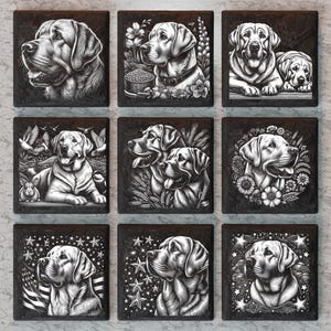 Labrador retriever Slate Coaster PNG, Dog Slate Tiles Laser Engraving Design, Laser Etching Files