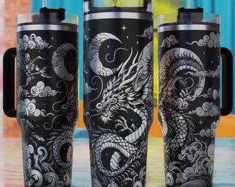 Fantasy Dragon 40oz Tumbler Laser Engraving SVG (PDF)