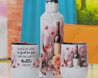 Wine Tumbler Sublimation Designs, Wine Tumbler Set Wrap, Wine Bottle Design, Wine Bottle Tumbler Wrap