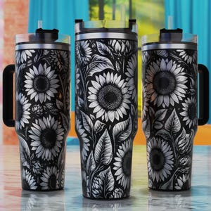 Sunflower Laser Tumbler Svg, Sunflowers 40oz Tumbler Laser Svg, 40oz Tumbler Design, 40oz Tumbler Wrap For Laser Engraving