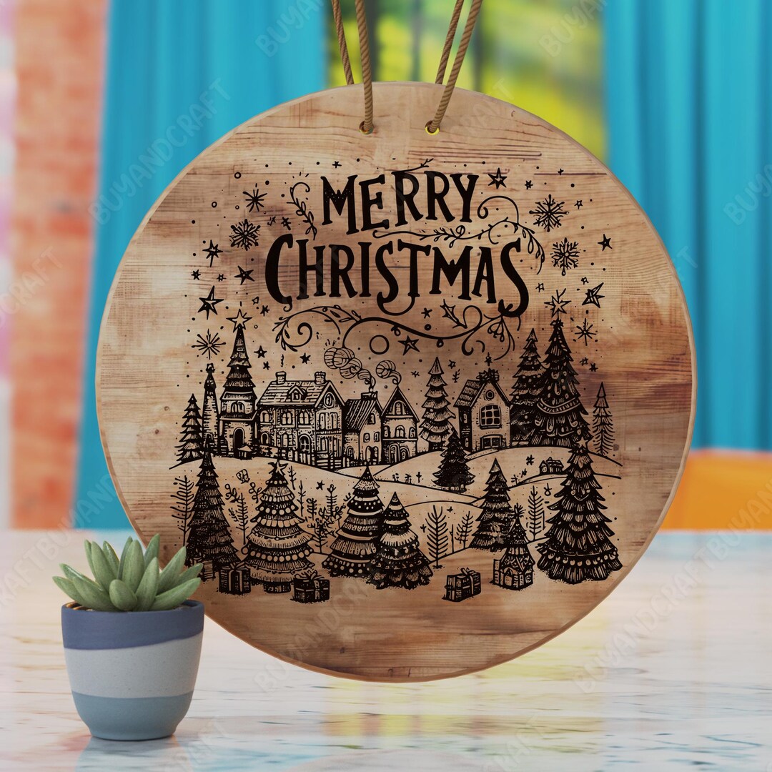Merry Christmas Cutting Board Laser SVG, Engraving Design (digital File ...