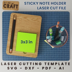 Note pad Holder Svg, Sticky Note Holder Laser Cut File, Note Holder Laser Cut Svg