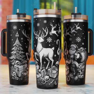 Christmas 40oz Tumbler Wrap, Santa 40oz Laser Engrave Tumbler Svg, Tumbler Laser Svg, Winter Laser Engraving Files