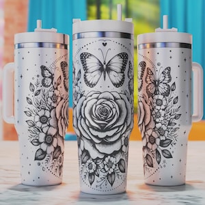 40 oz Tumbler Wrap, Rose 40oz Tumbler Wrap, 40oz Tumbler Laser Svg, 40oz Tumbler Engraved Design, Laser Engraving Svg