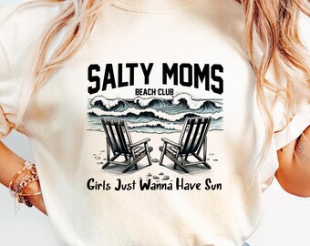 Salty Moms Beach Club png, sublimatieontwerp strandclub, retro strandmeisje png, ontwerpen zomerse sfeer, zomermeisje png
