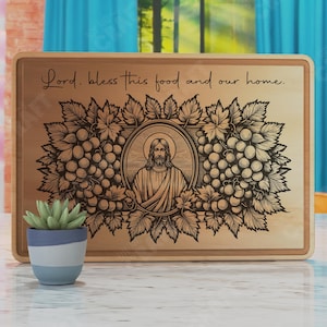 Jesus Charcuterie Board Laser Cut File, Prayer Cutting Board Svg, Snack Board Laser Design, Wine Board Laser Svg, Vintage Style