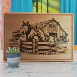 Horse Laser Engraving File Svg, Cutting Board Svg, Wooden Sign Laser Svg, Horse Farm Laser Engraving Files, Wood Board Svg