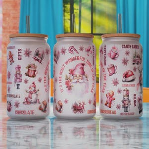 Christmas Sublimation Design PNG, Christmas 16oz Libbey Can Sublimaton Design, Libbey Glass Template PNG, Libbey Glass Can Design