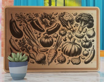 Vegetable Cutting Board Laser Design SVG (Digital Download)