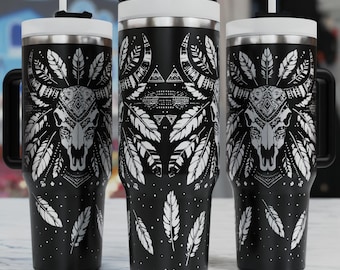 Western Bull Skull 40 Unzen Tumbler Wrap Laser Gravur SVG (PDF)