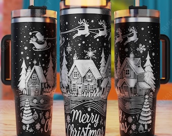 Merry Christmas Santa 40oz Tumbler Laser Engraving SVG (PDF Pattern)