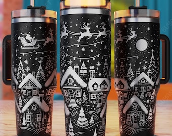 Christmas Village 40oz Tumbler Wrap Laser Engraving SVG (PDF)