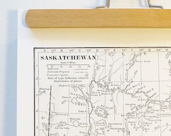 Saskatchewan Antique Map Print on Eco Bamboo paper Canadian Made in Canada Prairies Prairie Central Province Wheat Souvenir Saskatoon