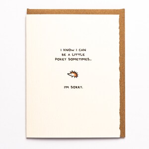 I'm Sorry Card Hedgehog Greeting Card Cute Adorable paper made in Canada Toronto apology cute pokey animal enfrancais