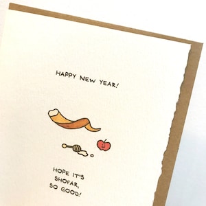 Bonne année !  J'espère que c'est du Shofar, tout va bien ! Carte juive de Roch Hachana, joli papier sentiment fabriqué au Canada, Toronto