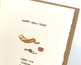 Happy New Year!  Hope It's Shofar, So Good! Rosh Hashanah Jewish Card Cute Sentiment paper made in Canada Toronto