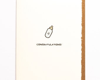 Congratulations! Greeting Card Cute Adorable paper made in Canada Toronto illustration new baby newborn baby bottle stationery expecting