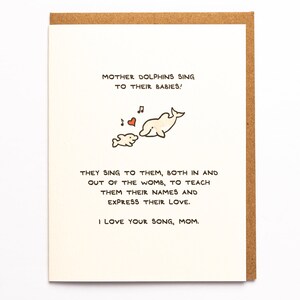 Cartão de felicitações para o dia das mães, canção de golfinho maternal, positividade, agradável, doce para sua amiga mãe, adorável, feito no Canadá, atacado de Toronto, fofo