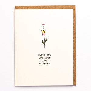 Ti amo come le api amano i fiori! Carta sentimentale adorabile e carina per San Valentino realizzata a Toronto, Canada, San Valentino romantico Tulipano