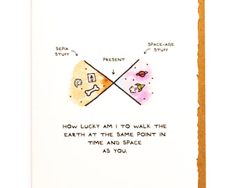 How Lucky Am I To Walk The Earth With You! | Space-Time greeting card | science | futuristic, ancient, made in Canada, love, cute, nice