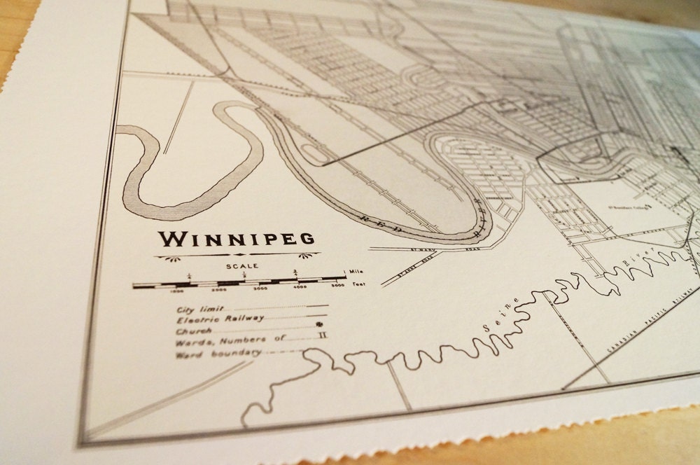 Old Map Of Winnipeg Antique Map Print On Eco Bamboo Paper