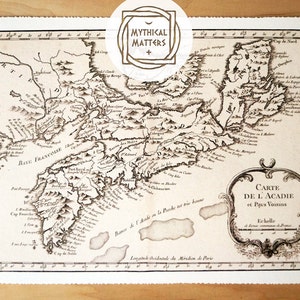 Nouvelle-Écosse Canada - impression de carte ancienne sur du papier bambou écologique avec bord texturé - fabriqué au Canada ! Côte est des Maritimes Saint John (Î.-P.-É.)