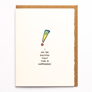 Sono così emozionato che questo stia accadendo! Biglietto di auguri carino adorabile kawaii carta sentimentale testurizzata realizzata in Canada Toronto arcobaleno tie dye