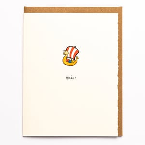 Skal! Viking Greeting Card Cute Adorable Kawaii ship sailing cheers paper textured made in Canada made in Toronto