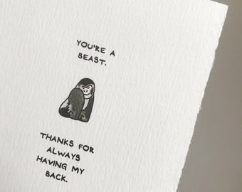 You're A Beast... Happy Father's Day greeting card cute adorable recycled made in Canada Father Daddy love