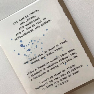 la vie peut être injuste | Carte de deuil et de condoléances | tristesse choc soutien espoir réconfort sympathie