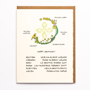 Joyeux anniversaire celtique ! carte de voeux mignonne adorable fabriquée au Canada celtique bretonne cornique irlandaise Manx écossaise Îles galloises st. Saint-Patrick