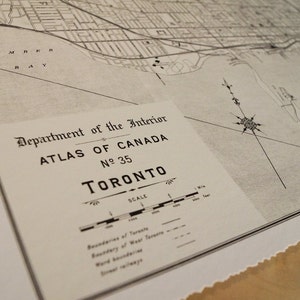 Old map of Toronto antique map print on eco bamboo paper Canadian made in Canada souvenir Ontario YYZ
