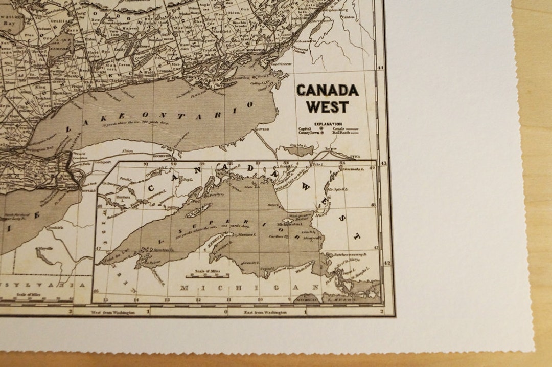 Old Map of Southern Ontario Antique Map Print on Eco Bamboo Paper Canadian Made in Canada ...