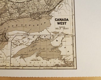 Old map of Southern Ontario antique map print on eco bamboo paper Canadian made in Canada souvenir Ontario Muskoka Manitoulin Lake Ontario