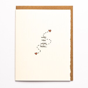 Vorrei che tu fossi qui, mi manchi, biglietto d'auguri, carta sentimentale di San Valentino realizzata in Canada, Toronto, amore, relazioni a distanza, cuori