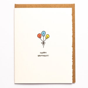 Happy Birthday Balloons Greeting Card Cute Adorable Kawaii Sentiment recycled textured edge made in Canada made in Toronto party enfrancais