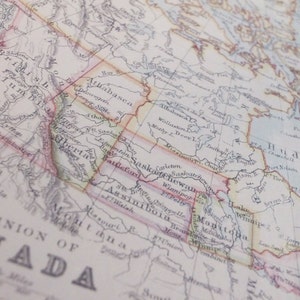 Vecchia mappa Dominion del Canada Mappa antica Stampa su carta Eco Bamboo Canadese Made in Canada Souvenir Ontario British Columbia Quebec Maritimes