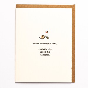 Alles Liebe zum Muttertag! Danke für so Patient Grußkarte niedlich entzückend made in Canada Briefpapier Mutter Mama Liebe Schnecken Mama Geduld