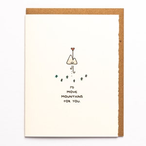 Ik zou bergen voor je verzetten. Liefdeswenskaart schattig schattig papier gemaakt in Canada snail mail briefpapier Valentijn romantiek love enfrancais