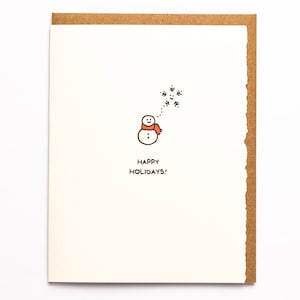 Boas Festas! Boneco de Neve, Mulher de Neve, Boneco de Neve, Cartão de Natal Bonito papel feito no Canadá Toronto simples floco de neve happyholidays